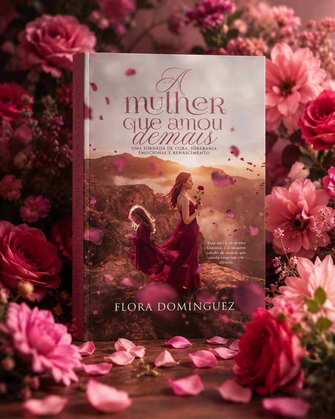 A Mulher que Amou Demais, capa do livro entre rosas